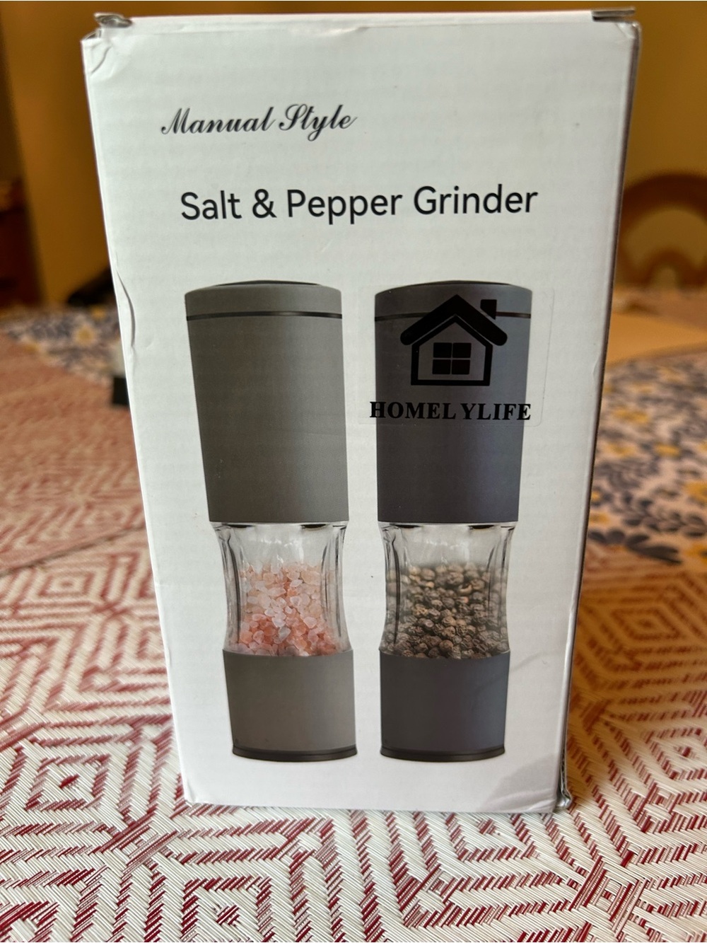 Manual Salt & Pepper Grinder Set 2 Pc Blue/Gray Ceramic Mill w/ Cleaning Brush